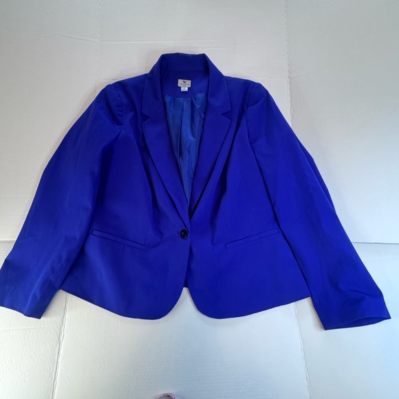 Worthington Royal Blue Blazer Women's 2X Plus Size One-Button Career Jacket - Picture 5 of 10